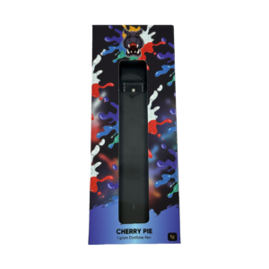 Cherry Pie 1g distillate vape pen in bold packaging with hippo logo