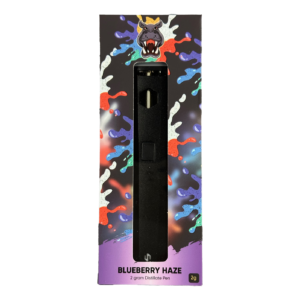 Blueberry Haze 2g distillate vape pen in colorful packaging with hippo logo