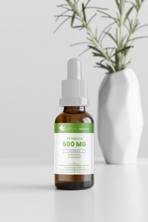 TNR 500mg All Natural CBD Isolate Oil - THC-Free in a glass bottle with dropper.