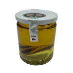 A single glass jar of premium 95% THC distillate with a white lid and label indicating "95% Min.