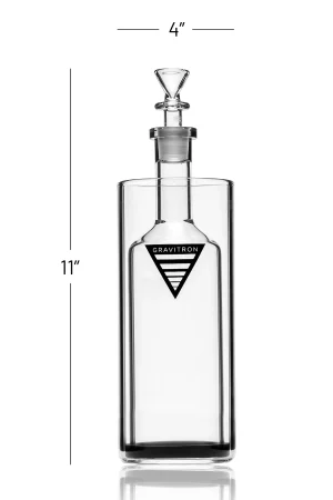 Full profile of a clear glass gravity bong showing 11-inch height dimensions.